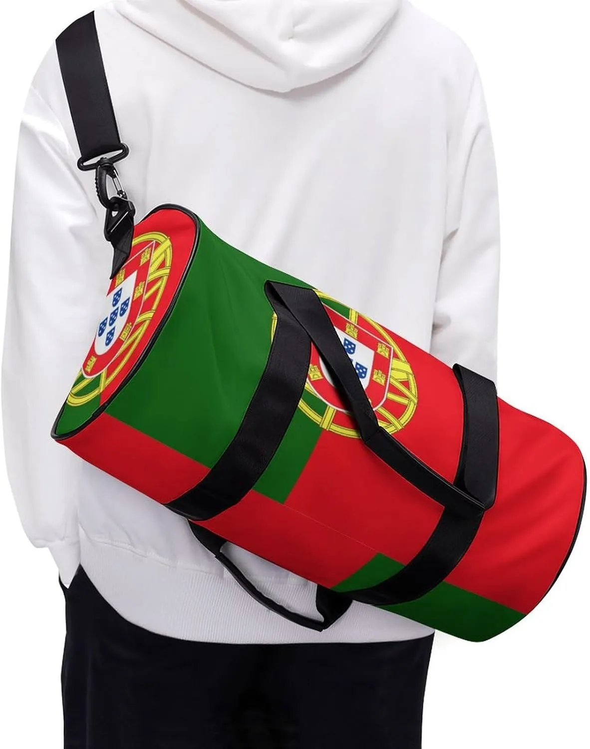 Portugal Flag Sports Duffle Bag with Dry Wet Separation Overnight Gym Bag for Men Women Travel