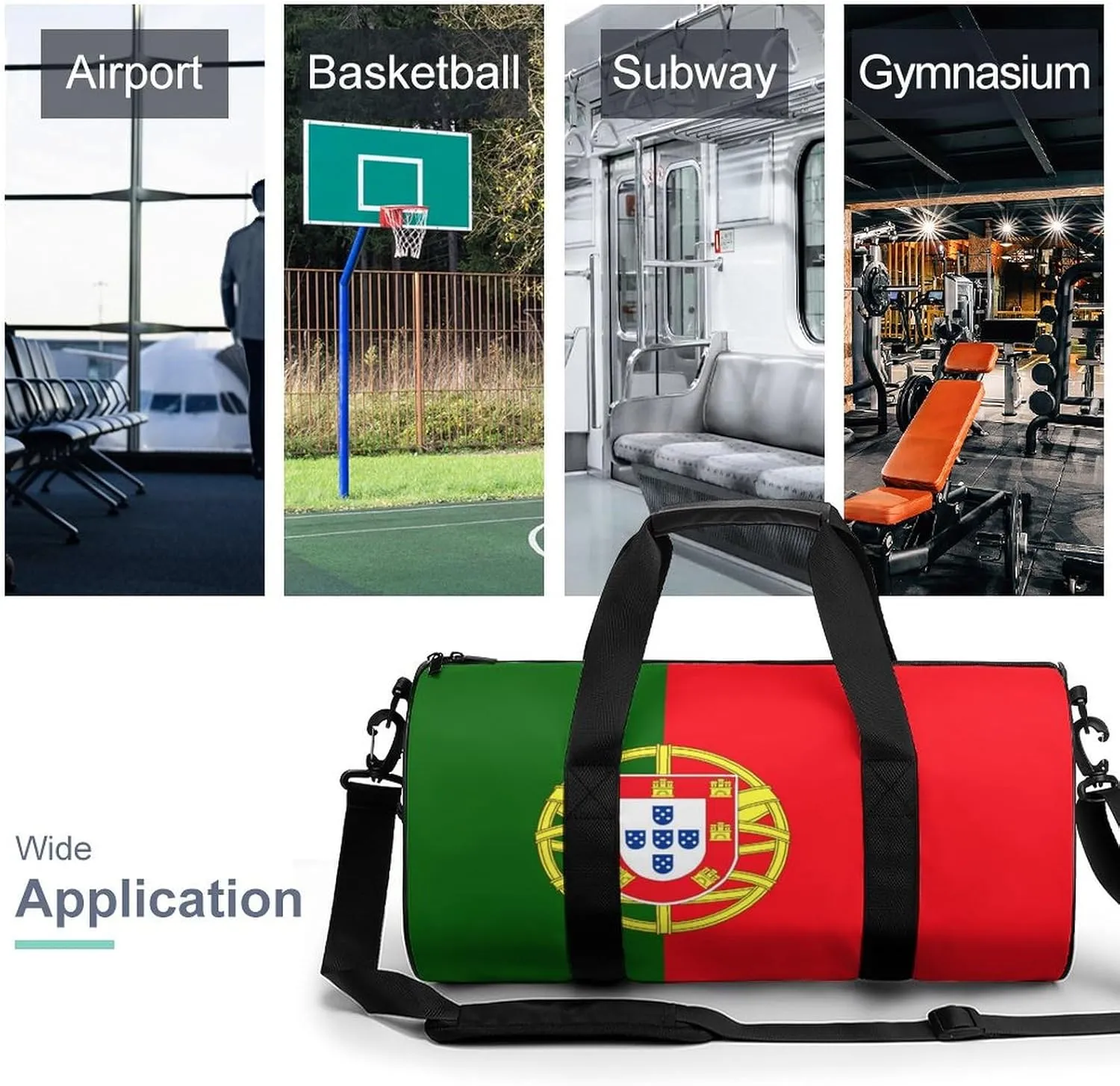 Portugal Flag Sports Duffle Bag with Dry Wet Separation Overnight Gym Bag for Men Women Travel