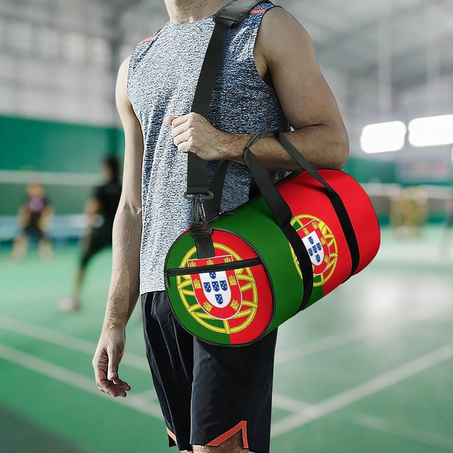 Portugal Flag Sports Duffle Bag with Dry Wet Separation Overnight Gym Bag for Men Women Travel