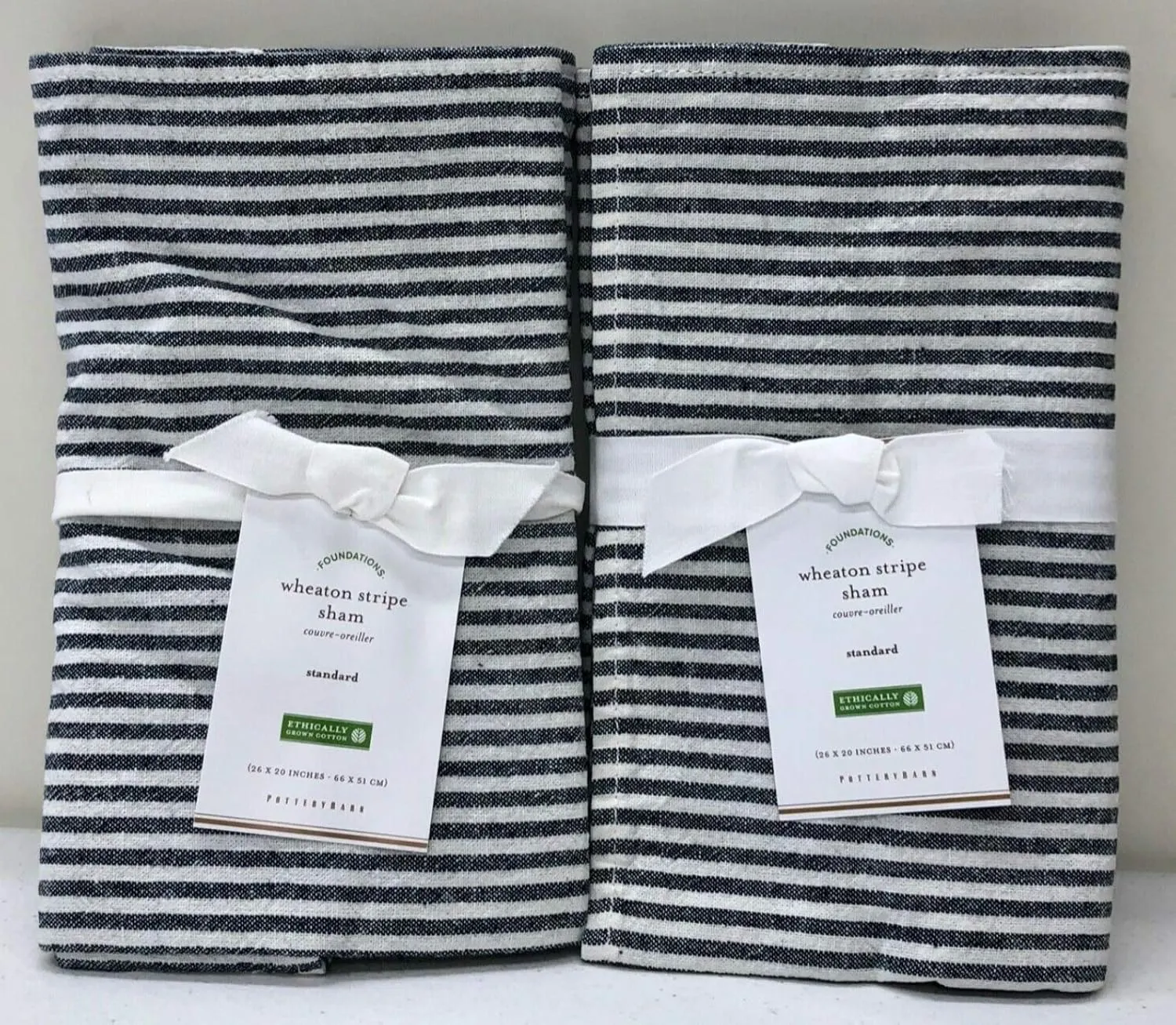Pottery Barn Wheaton Stripe Sham ~Standard~Set of Two~Navy~
