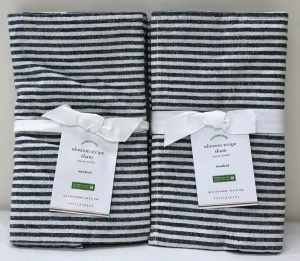 Pottery Barn Wheaton Stripe Sham ~Standard~Set of Two~Navy~