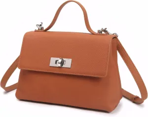 Premium Leather Handbag for women - Top Handle Crossbody bag with Adjustable Strap - Versatile Purse with Compartments-Caramel