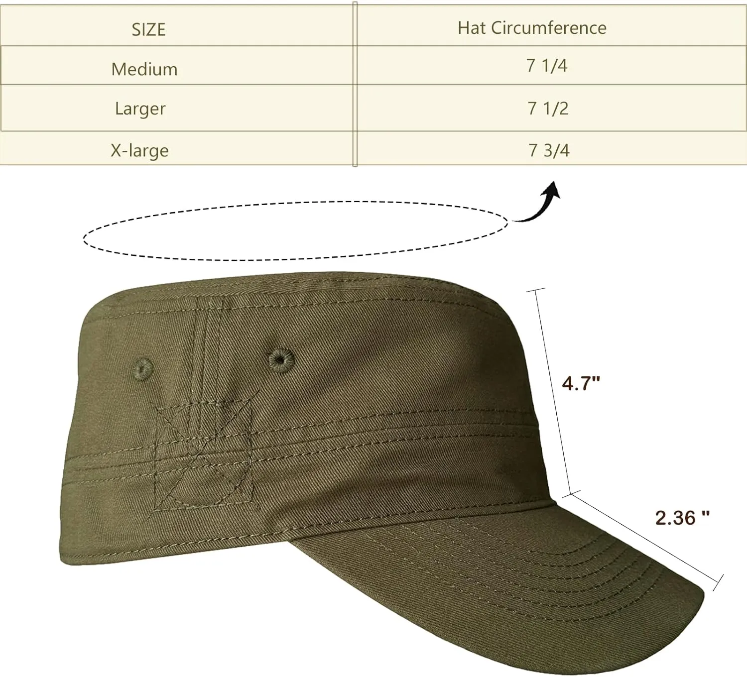 Premium Military Style Hat/Cadet Caps for Men/Army Caps for Men & Women/Basic Solid Color Flat Top Cap