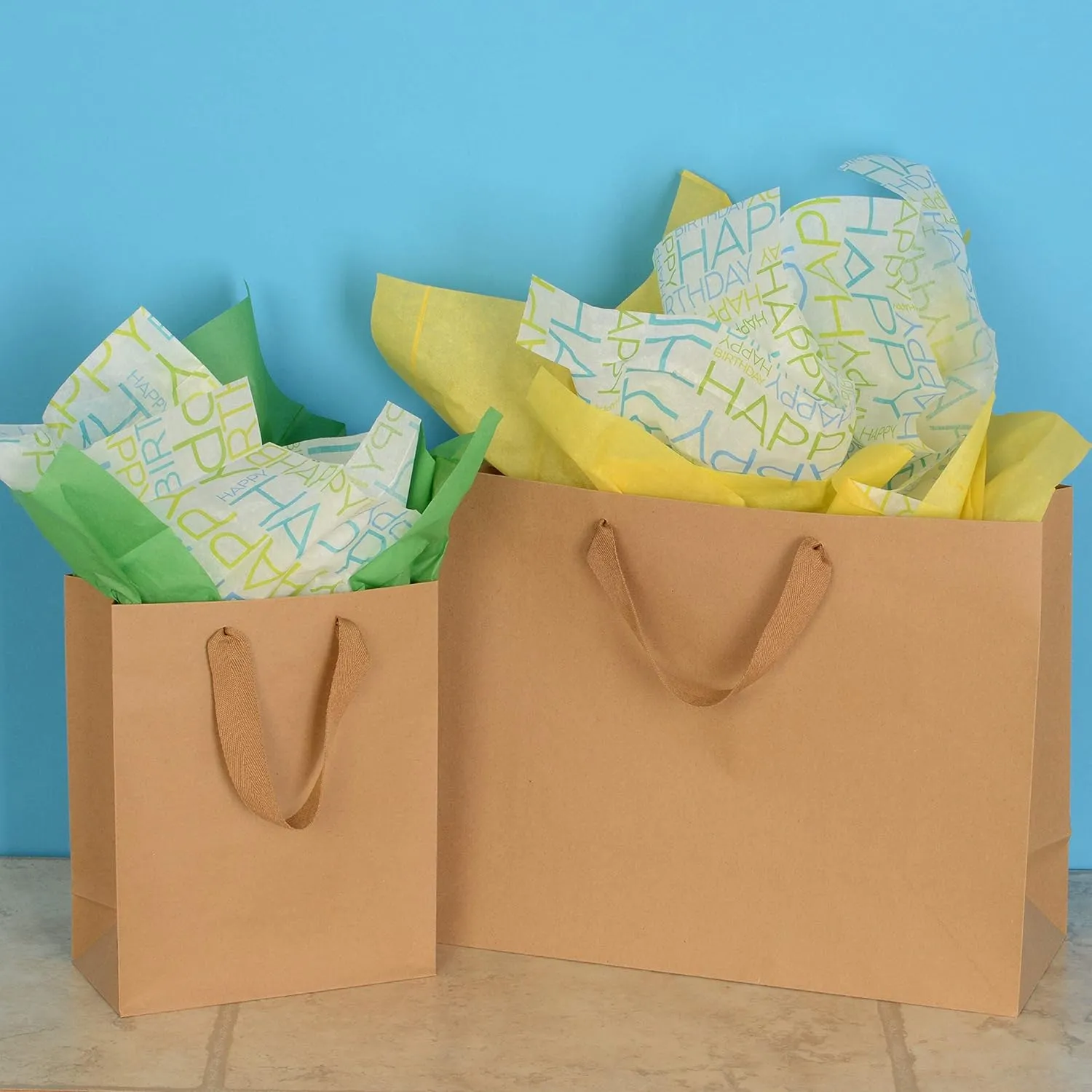 Prime Line Packaging Brown Gift Bags with Handles, Kraft Paper Bags for Small Business, Boutiques, Retail, Merchandise, Party Favors, Bulk, 8x4x10 50 Pack
