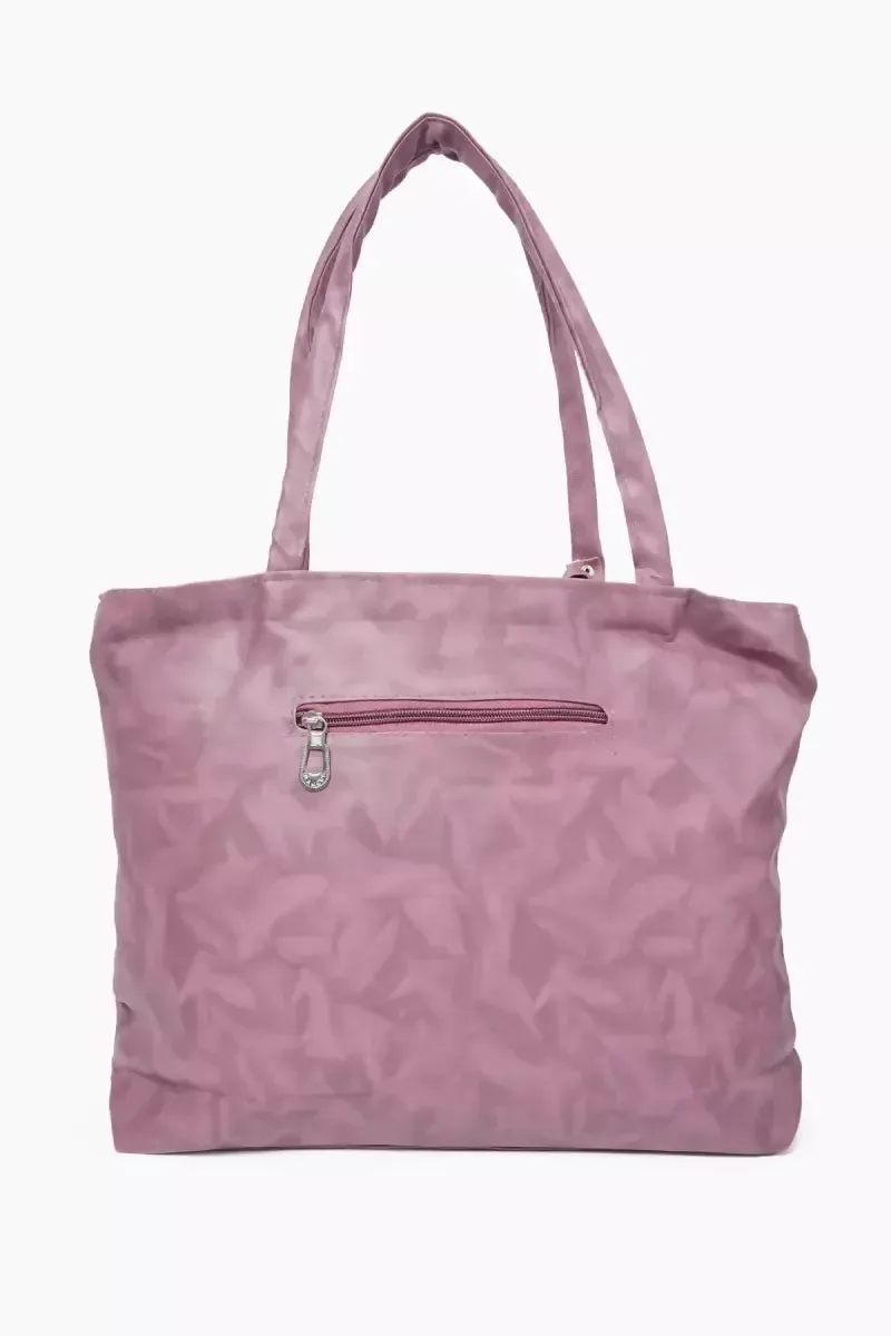 PU Leather Butterfly Design Hand Bag for Women - Mauve
