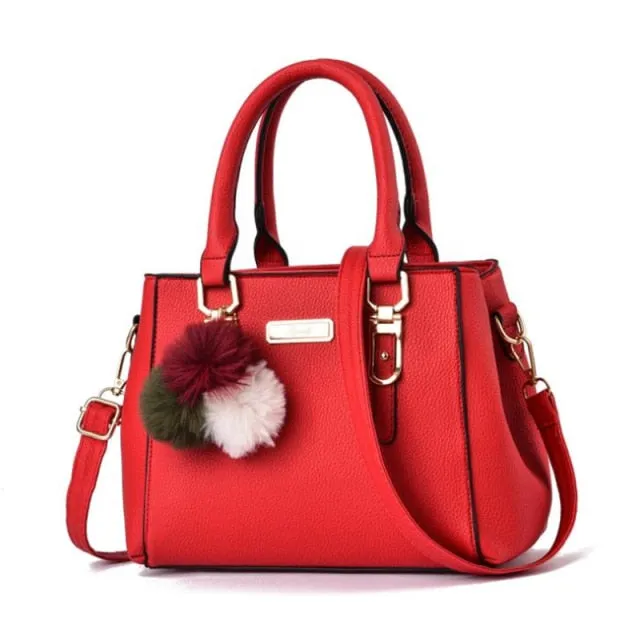 PU Leather Handbag For Women Girl Fashion Tassel Messenger Bags With Ball Bolsa Female Shoulder Bags Ladies Party Crossby Bag