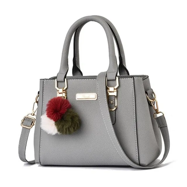 PU Leather Handbag For Women Girl Fashion Tassel Messenger Bags With Ball Bolsa Female Shoulder Bags Ladies Party Crossby Bag