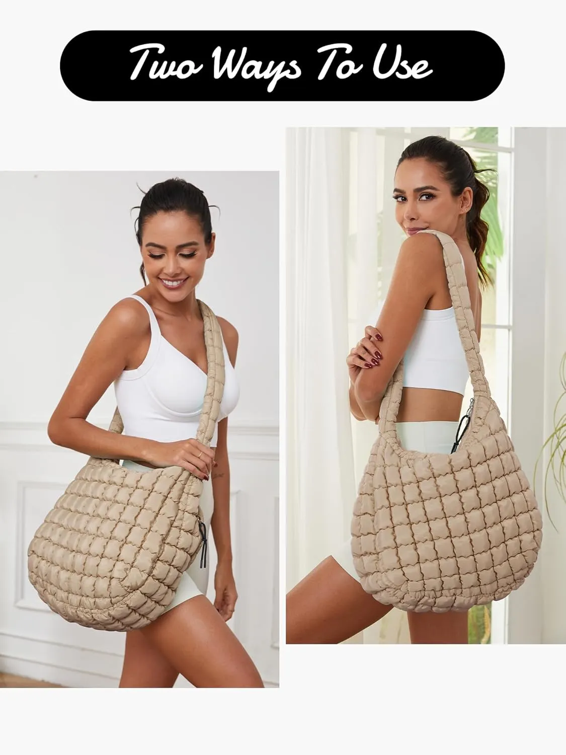 Puffer Quilted Shoulder Bag for Women Padding Shoulder Bag Puffy Hobo Bag Trendy Tote Bag 2025