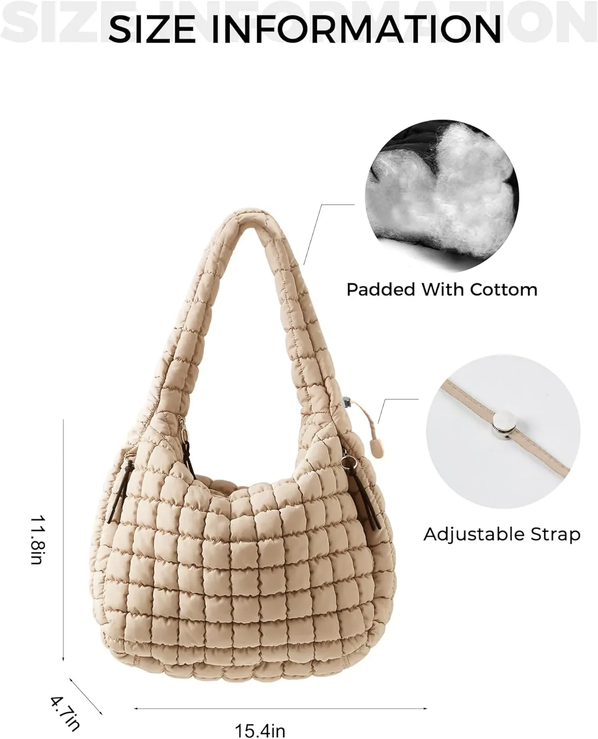 Puffer Quilted Shoulder Bag for Women Padding Shoulder Bag Puffy Hobo Bag Trendy Tote Bag 2025