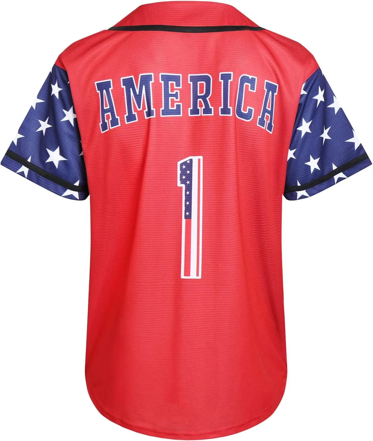 Pullonsy Adult American Flag Patriotic Baseball Jerseys Style Shirts for Men USA Eagle Outfits