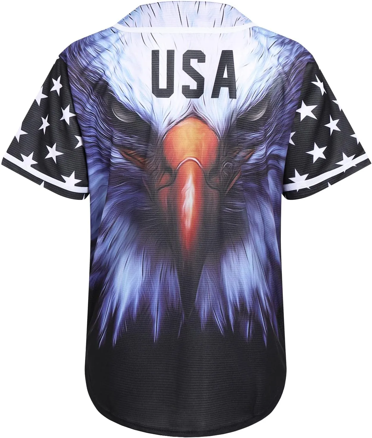 Pullonsy Adult American Flag Patriotic Baseball Jerseys Style Shirts for Men USA Eagle Outfits