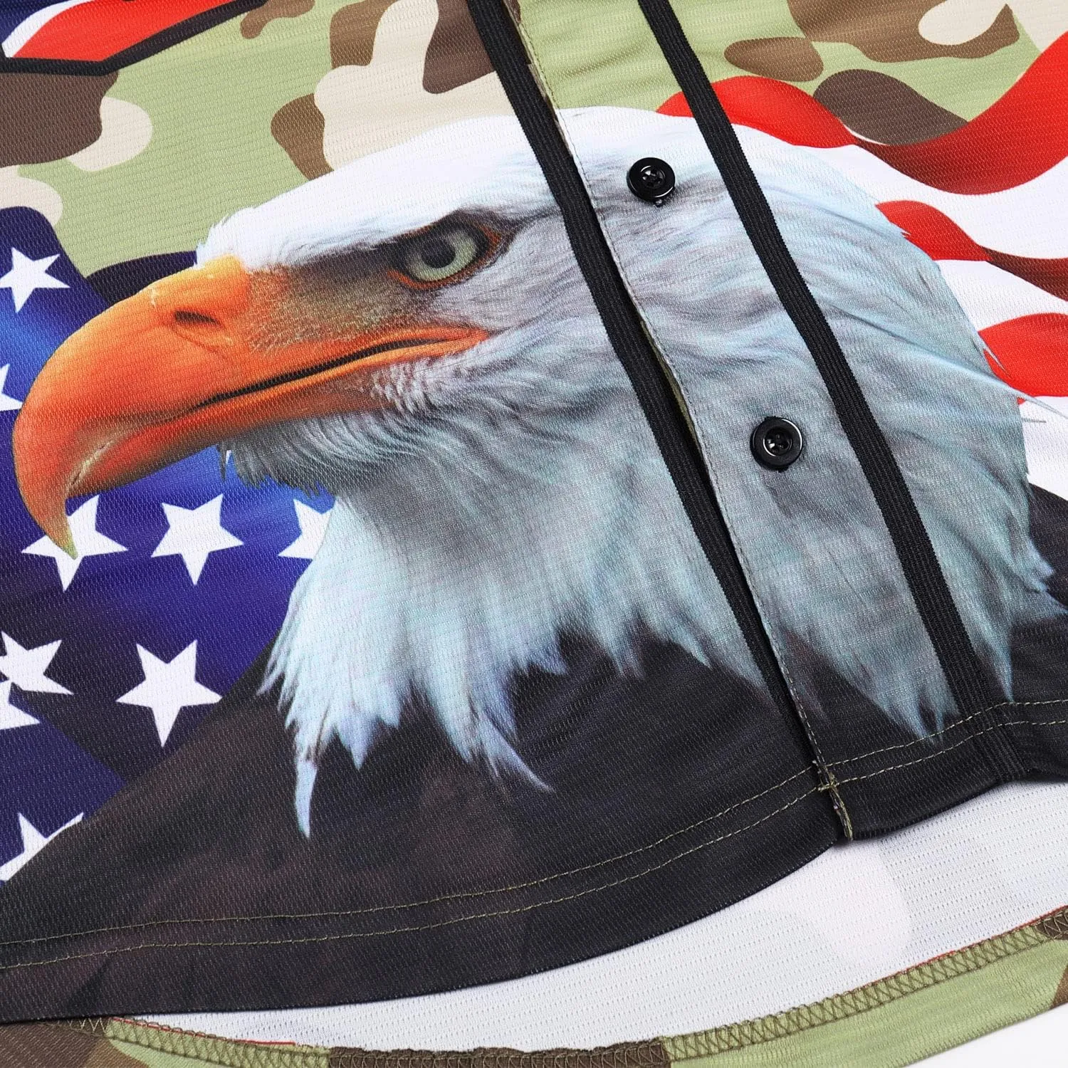 Pullonsy Adult American Flag Patriotic Baseball Jerseys Style Shirts for Men USA Eagle Outfits