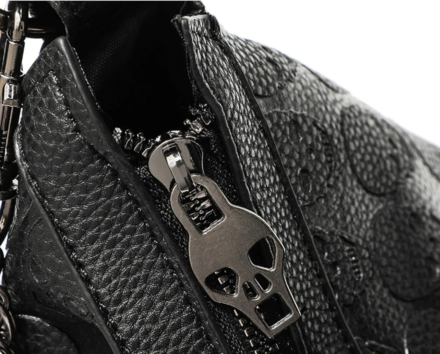 Punk black bag, studded skull, crossbody tote bag