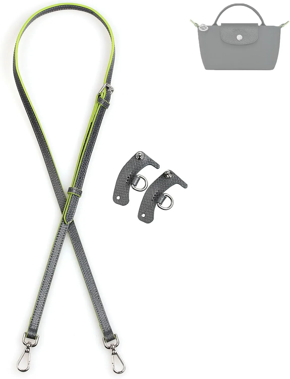 Purse Strap Crossbody Conversion Kit for Mini Handbag,Genuine Leather Shoulder Straps Replacement Adjustable for Bags(Granite Grey-S)