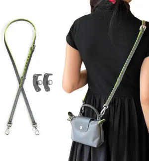 Purse Strap Crossbody Conversion Kit for Mini Handbag,Genuine Leather Shoulder Straps Replacement Adjustable for Bags(Granite Grey-S)