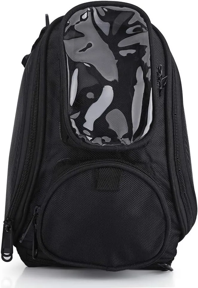 Qiilu Black Universal Motorcycle Tank Bag Waterproof with Strong Magnetic Oil Fuel Tank Bag Motorbike Tank Bag
