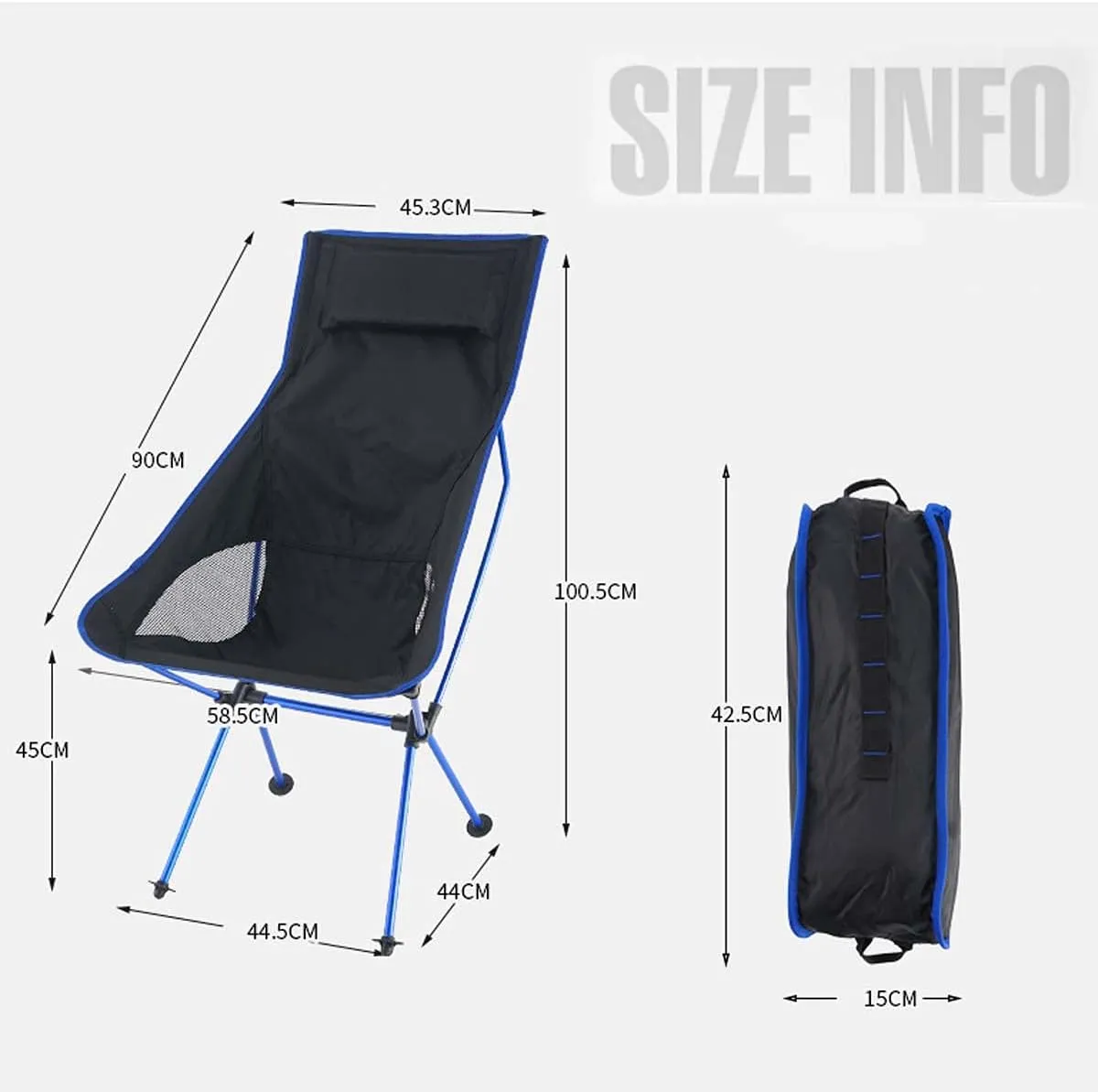 Recliner Chair,Compact Outdoor Chair, Portable Folding Outdoor 600D Oxford Cloth Camping Seat for Fishing Festival Picnic BBQ Beach Ultralight Chair,Lake Blue