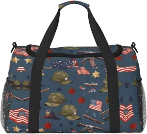 red white star stripe flag print Weekender Overnight Carry On Bag Gym Luggage Bag Duffel Bag for Travel Women