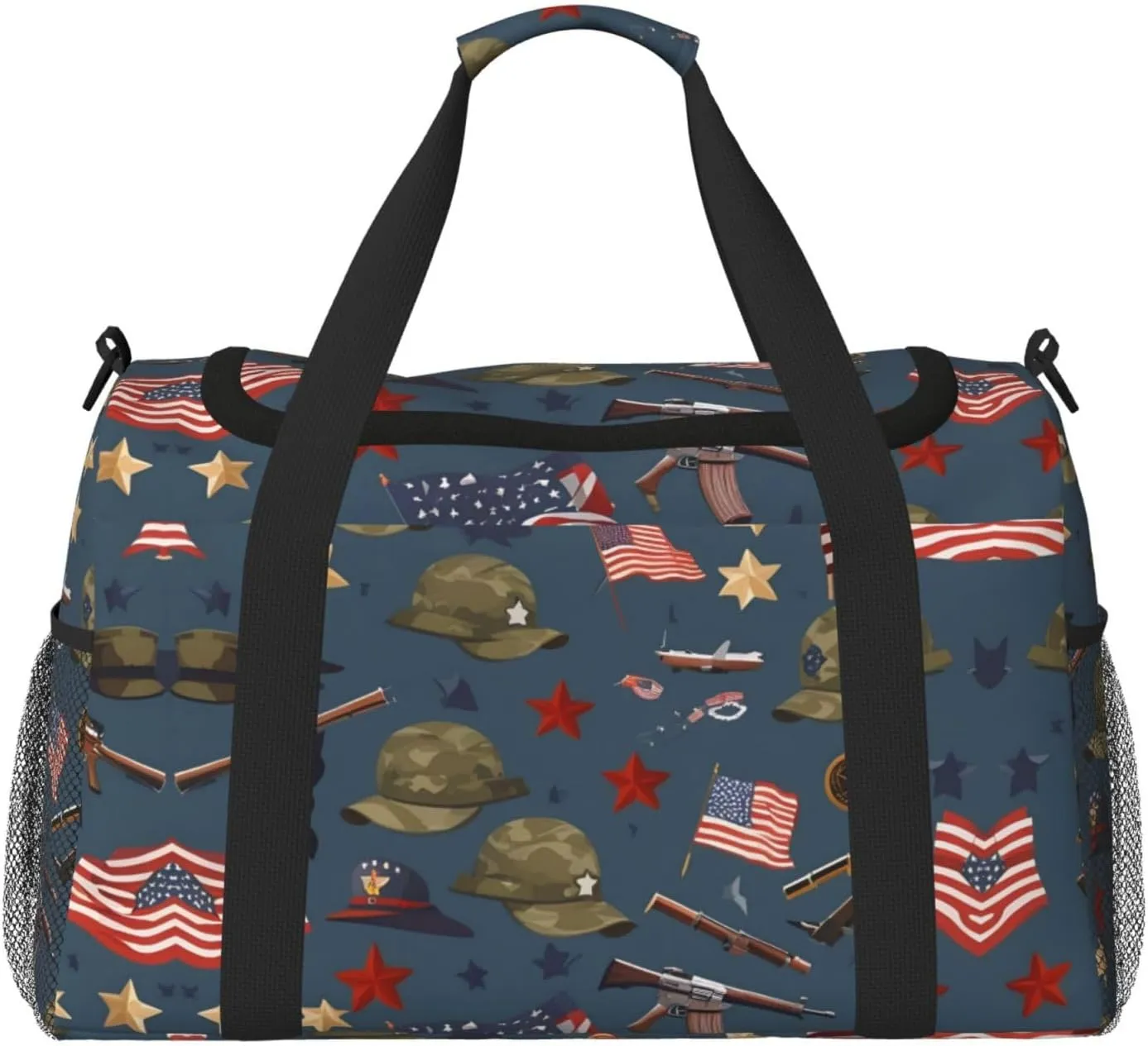 red white star stripe flag print Weekender Overnight Carry On Bag Gym Luggage Bag Duffel Bag for Travel Women