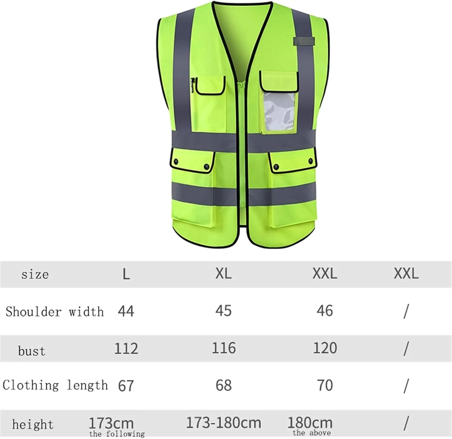 reflective clothing Car reflective vest, vest, safety clothing, cycling traffic fluorescent clothing, night engineering protection jacket reflecting suit(XXL size)