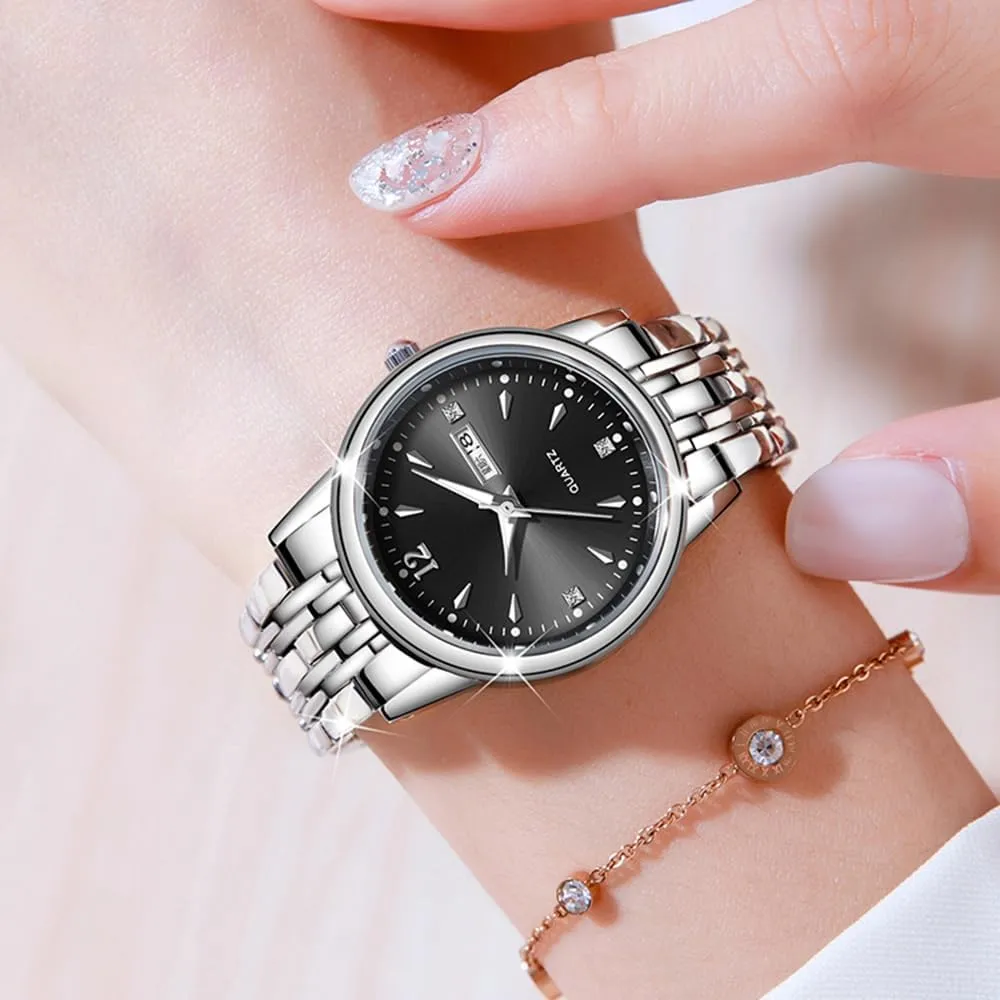 Reginald Fashion Watches for Women Hands Sapphire Stainless Steel Waterproof Quartz Dial Date Week Watches
