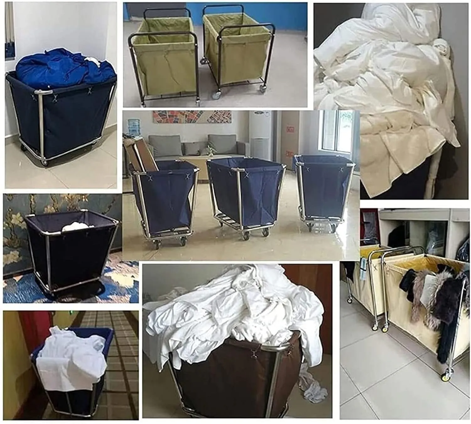 Removable Waterproof Liner Bag, Replacement Laundry Cart Liner Bag, Oxford Cloth Storage Bags, Large Thickened Waterproof Oxford Cloth Bags for Clothes Or Toy Organizer Storage Cart(Blue-tapered)