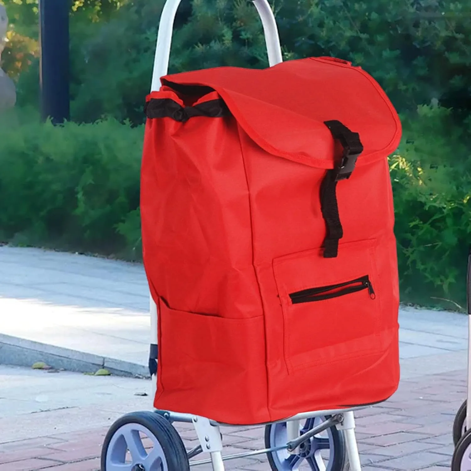 Replacement Bag for Shopping Cart Trolley Replacement Bag Folding Reusable Handtruck Bag Spare Oxford Cloth for Women Picnic, red