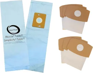 Replacement Bag Set for Riccar Supralite   Supraquik/Simplicity Freedom   Sport. 6 Type F [RSL-6 / SF-6] Ecopure   6 Type S [RSQ-6 / SS-6] Vacuum Bags