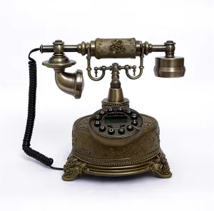 Retro Landline Telephone Vintage Antique Style Rotary Dial Desk Phone for Home Living Room Decor(Bronze)
