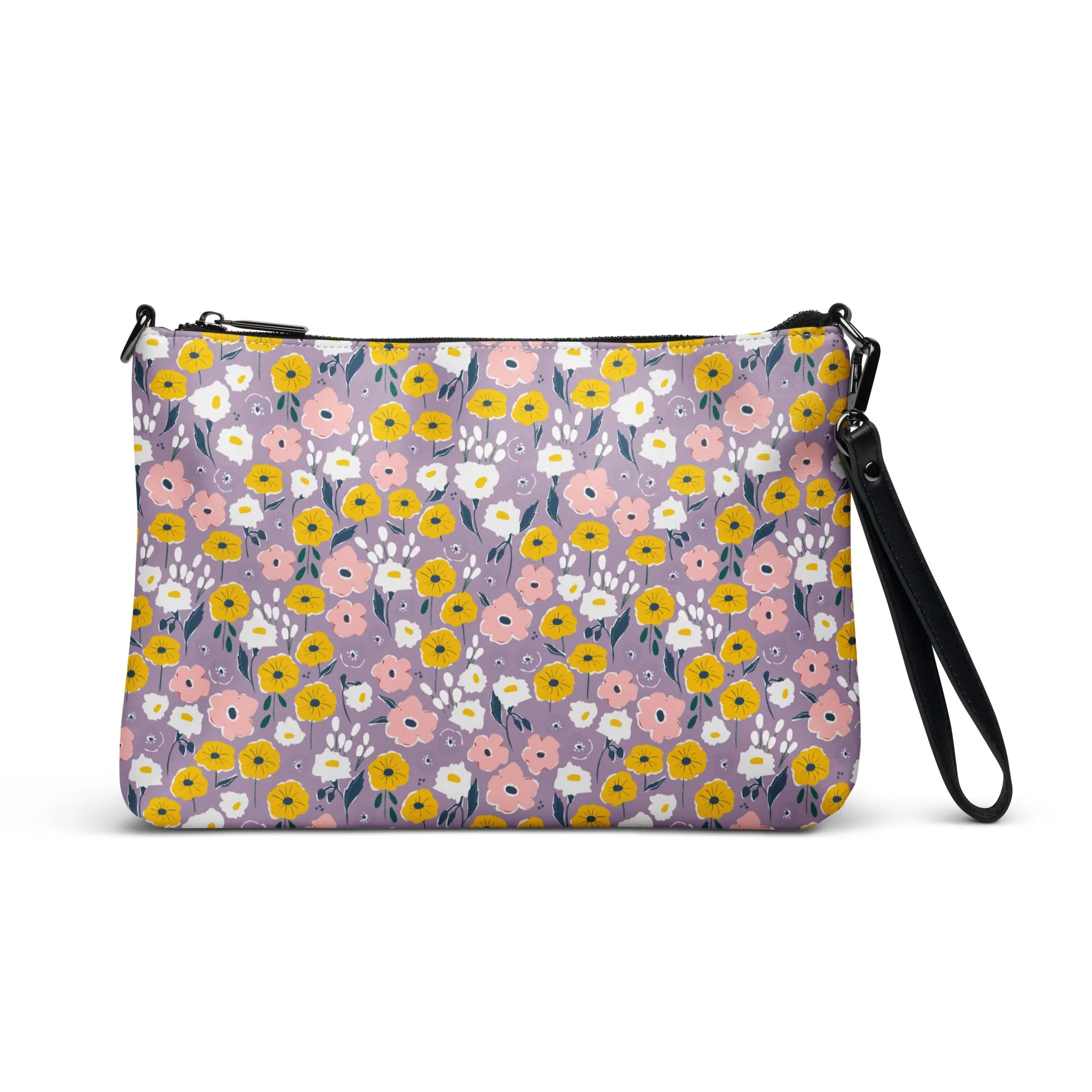 Retro Purple & Yellow Floral Crossbody Bag