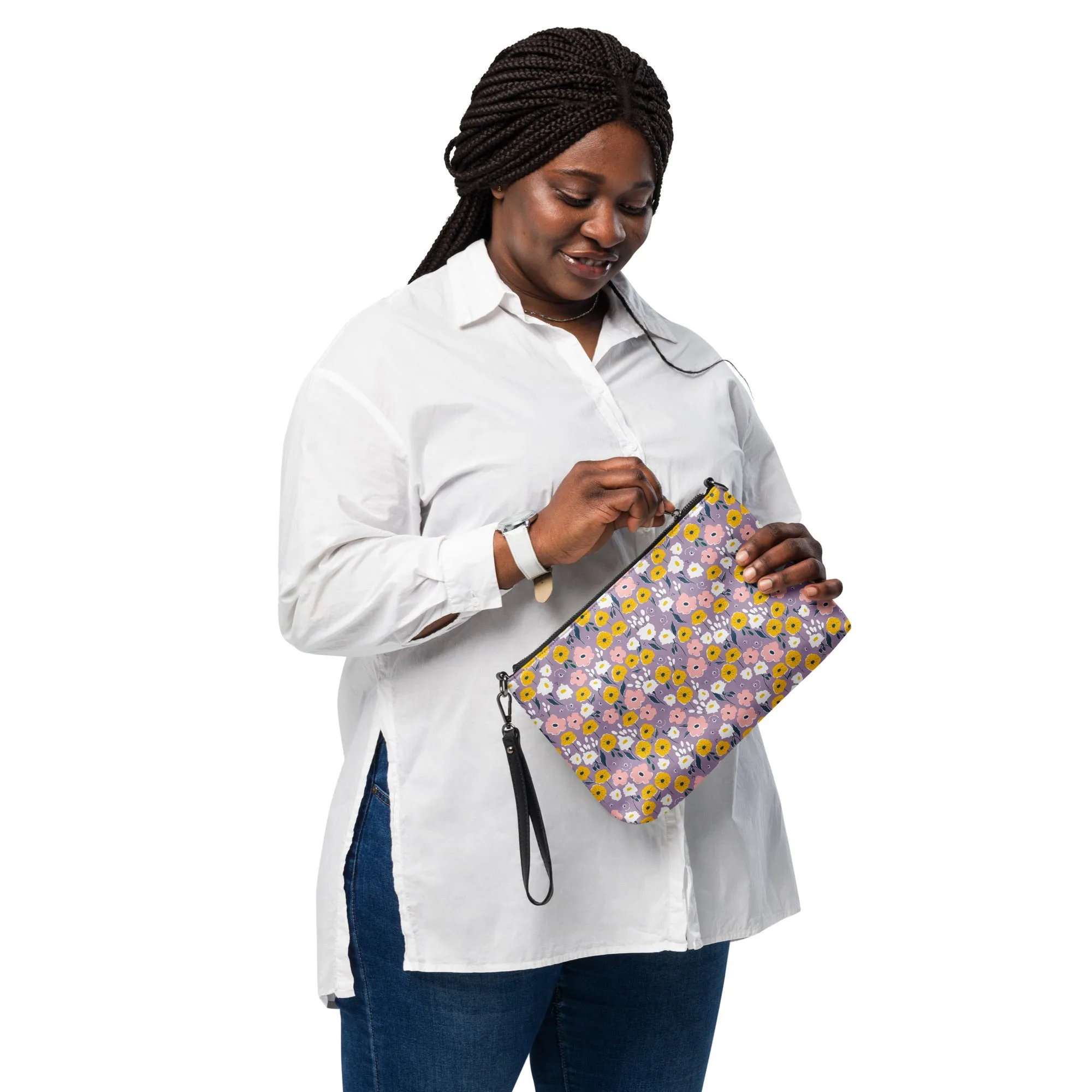 Retro Purple & Yellow Floral Crossbody Bag