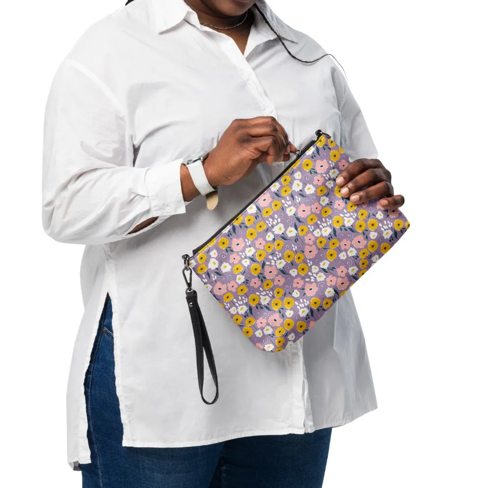 Retro Purple & Yellow Floral Crossbody Bag