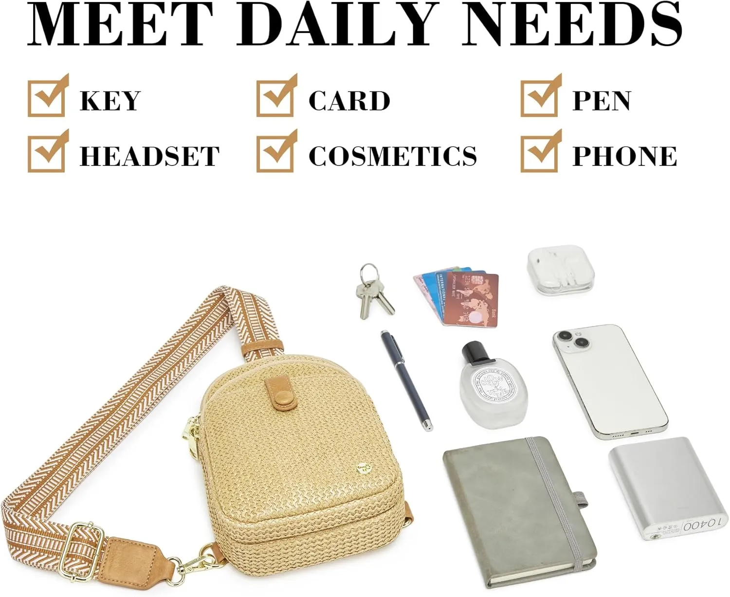 RFID Straw Summer Purses for Women 2025 Woven Sling Bag Fanny Packs Cross body for Everyday Beach Travel Vacation Essentials (Front Pocket Button)