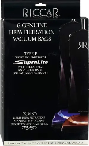 Riccar Vacuum Cleaner HEPA Bags - Type F,6 count