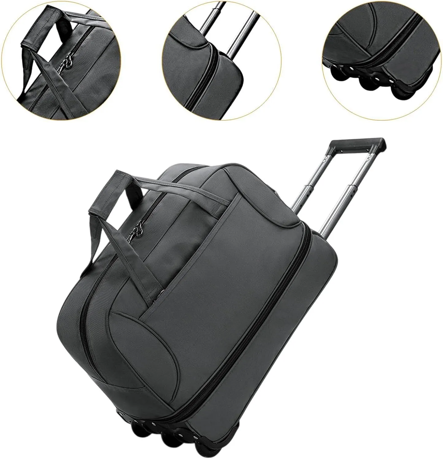 Rolling Duffel Bag with Wheels Oxford Cloth Wheeled for Traveling Outdoor Picnic, Gray
