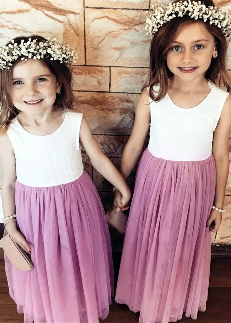 Rose Lace Flower Girl Dress in Mauve