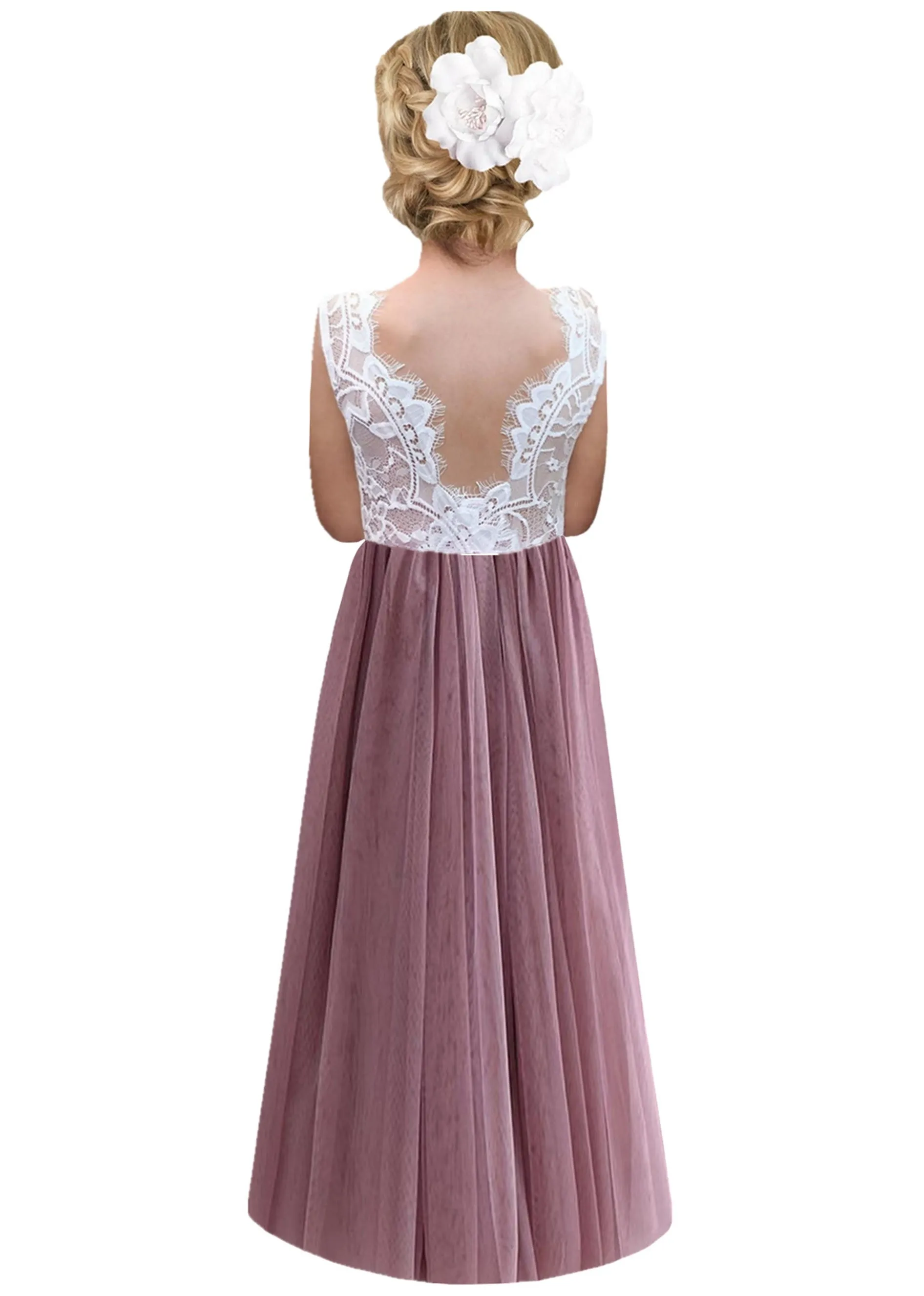 Rose Lace Flower Girl Dress in Mauve