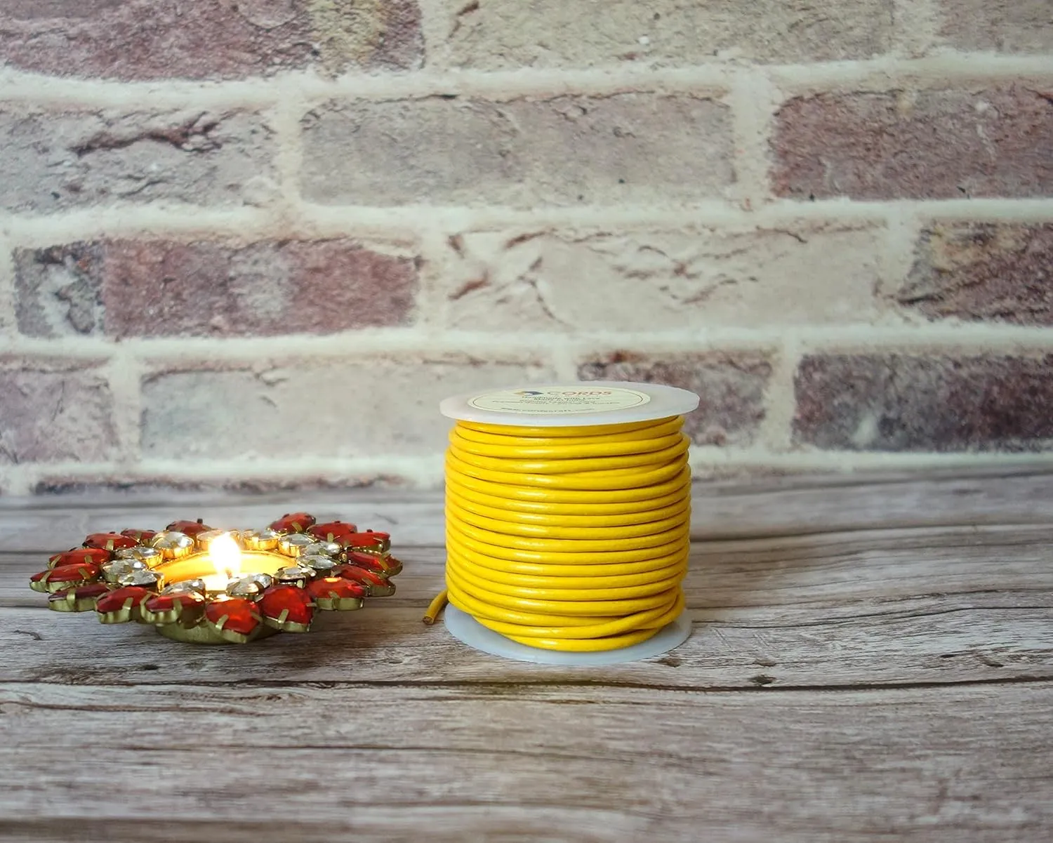 Round Leather Cord 3mm, Ideal for Craft, Jewelry Making Project, Beading and Braidding, Genuine Leather String Rope Lace (Regular Shiny Yellow, 21.87 Yards)