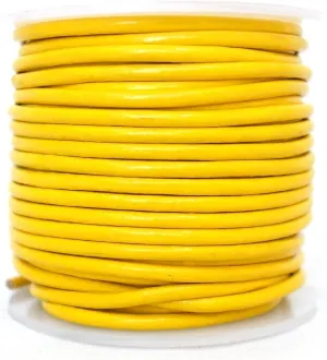 Round Leather Cord 3mm, Ideal for Craft, Jewelry Making Project, Beading and Braidding, Genuine Leather String Rope Lace (Regular Shiny Yellow, 21.87 Yards)