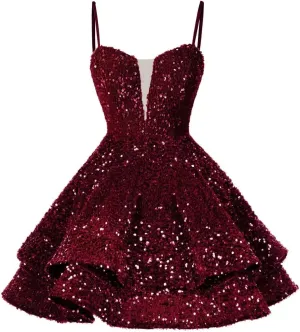 RSOETOO Sequin Short Homecoming Dress for Teen Sparkly Prom Dresses Sweet 16 Photo Shoot Cocktail Gowns RO058