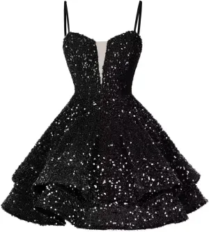 RSOETOO Sequin Short Homecoming Dress for Teen Sparkly Prom Dresses Sweet 16 Photo Shoot Cocktail Gowns RO058