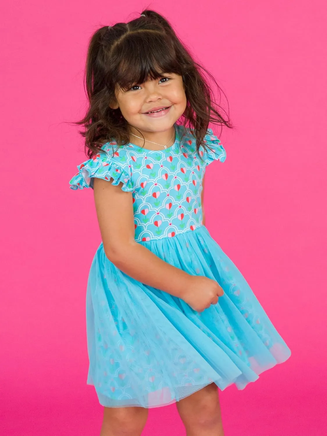 RuffleButts Baby/Toddler Girls Flutter Tulle Twirl Dress