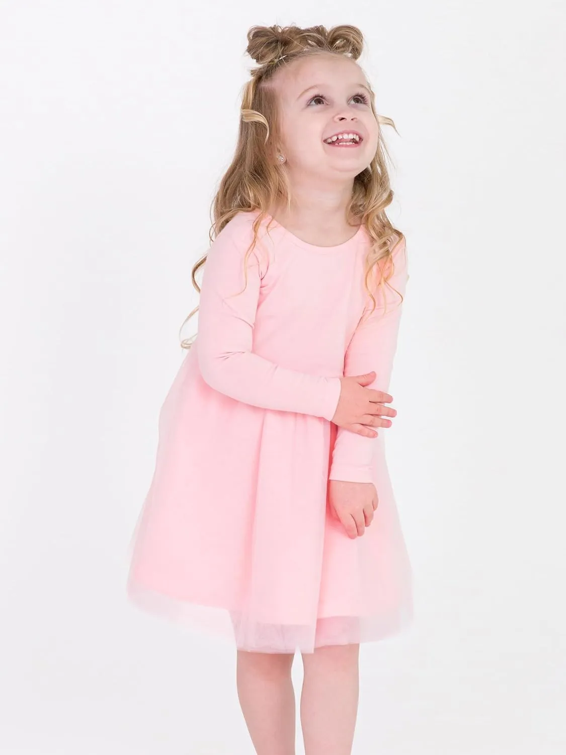 RuffleButts Baby/Toddler Girls Long Sleeve Tulle Twirl Dress