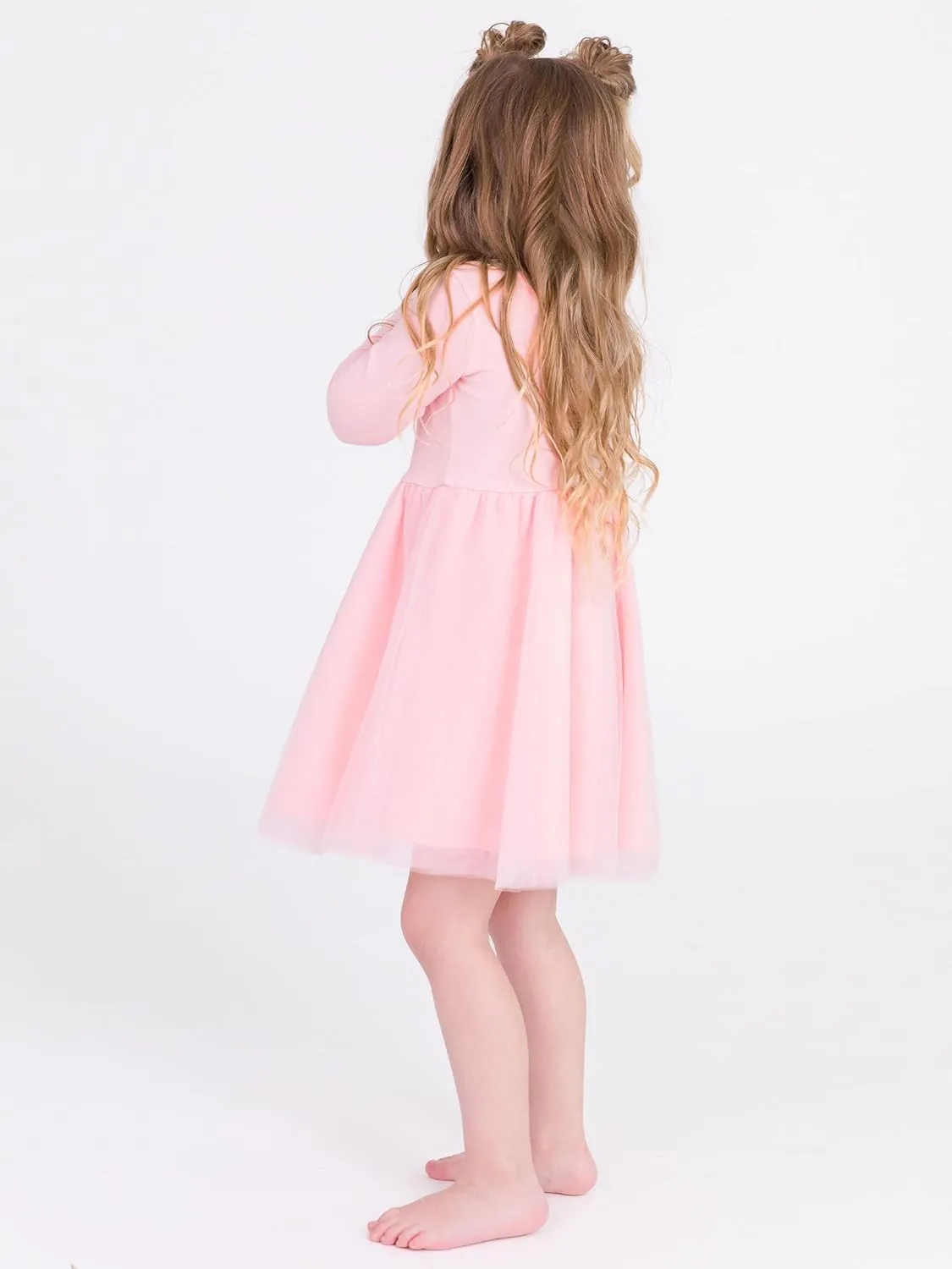 RuffleButts Baby/Toddler Girls Long Sleeve Tulle Twirl Dress