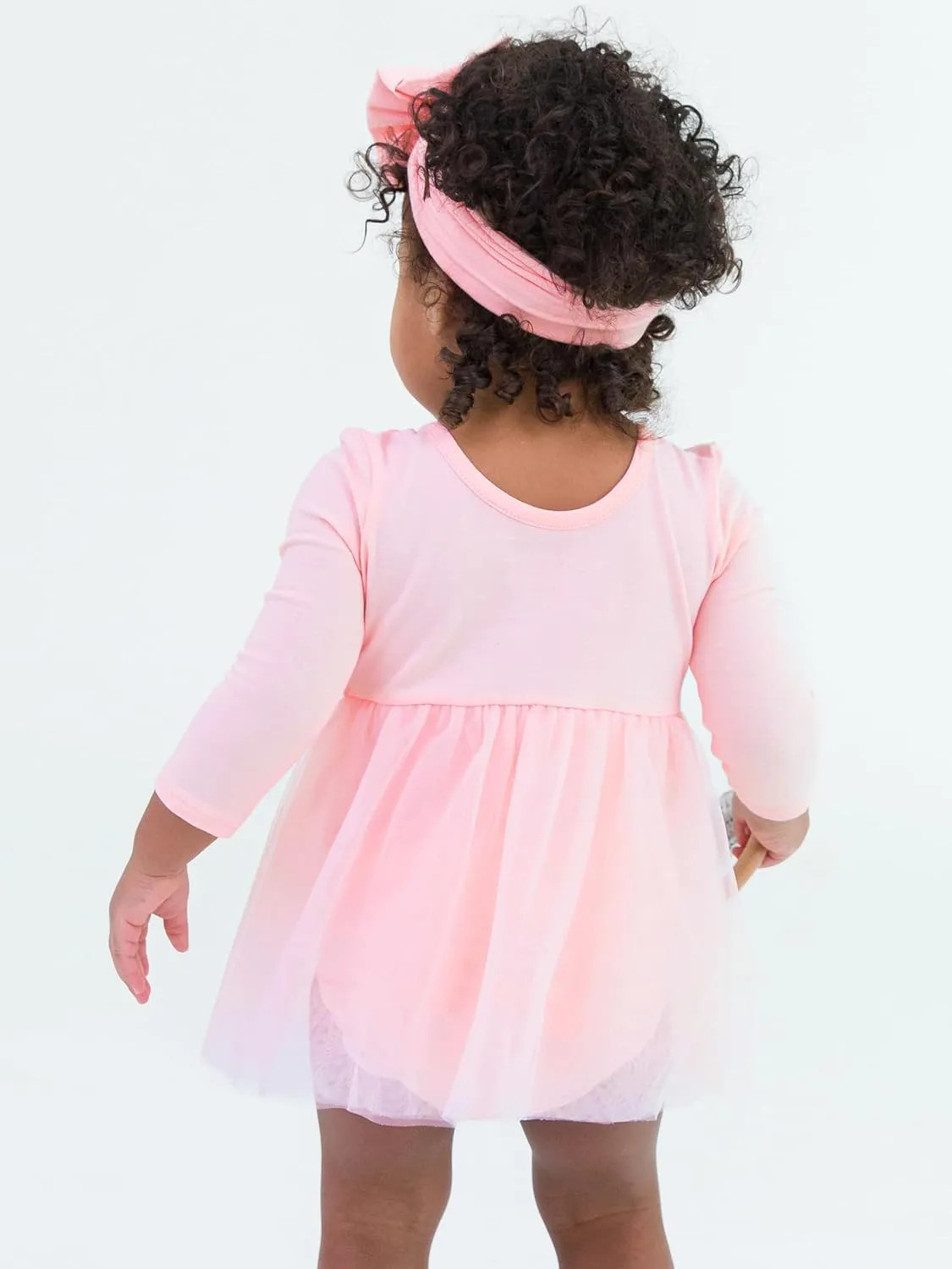 RuffleButts Baby/Toddler Long Sleeve Tulle Skirted Romper