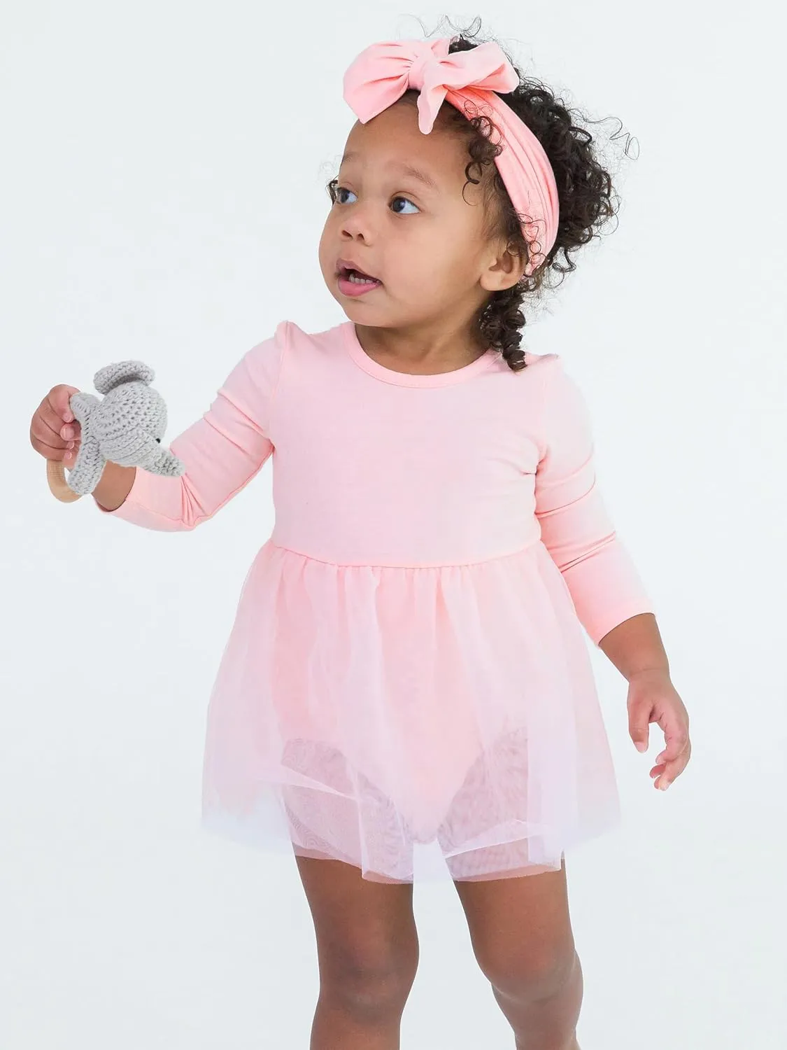 RuffleButts Baby/Toddler Long Sleeve Tulle Skirted Romper