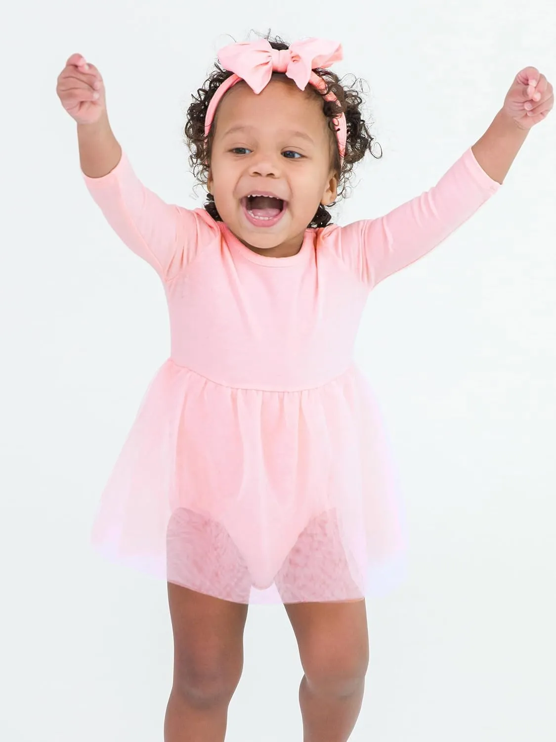 RuffleButts Baby/Toddler Long Sleeve Tulle Skirted Romper
