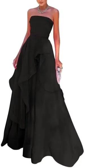 Ruffles Tulle Prom Dress Strapless Formal Evening Party Dresses 2025 Long Ball Gown A-Line Corset Tube Prom Gowns