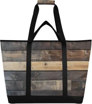 Rustic Warmth Texture Large Insulated Reusable Tote Bag for Grocery Shopping for Women Men, Cooler Bag with Zippered Top & Handles for Travel Beach Picnic