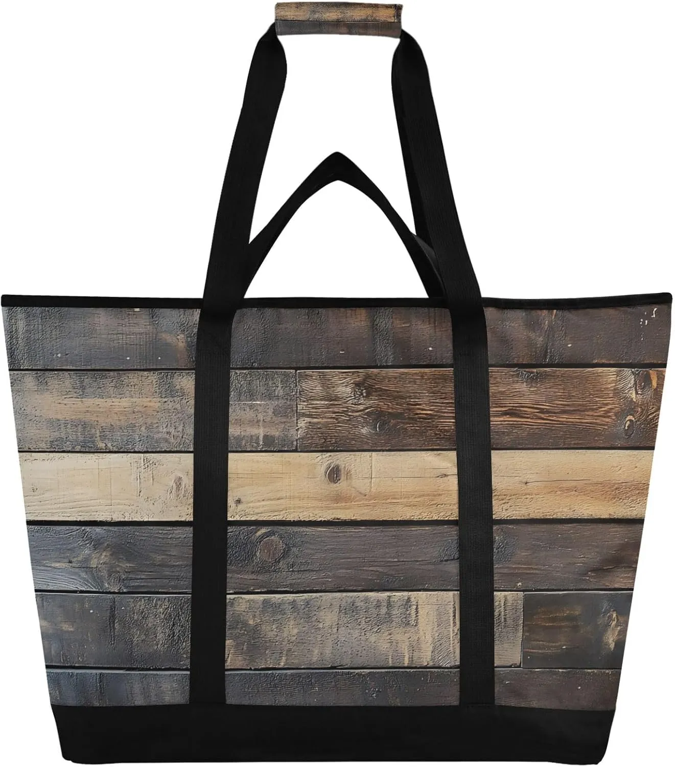 Rustic Warmth Texture Large Insulated Reusable Tote Bag for Grocery Shopping for Women Men, Cooler Bag with Zippered Top & Handles for Travel Beach Picnic